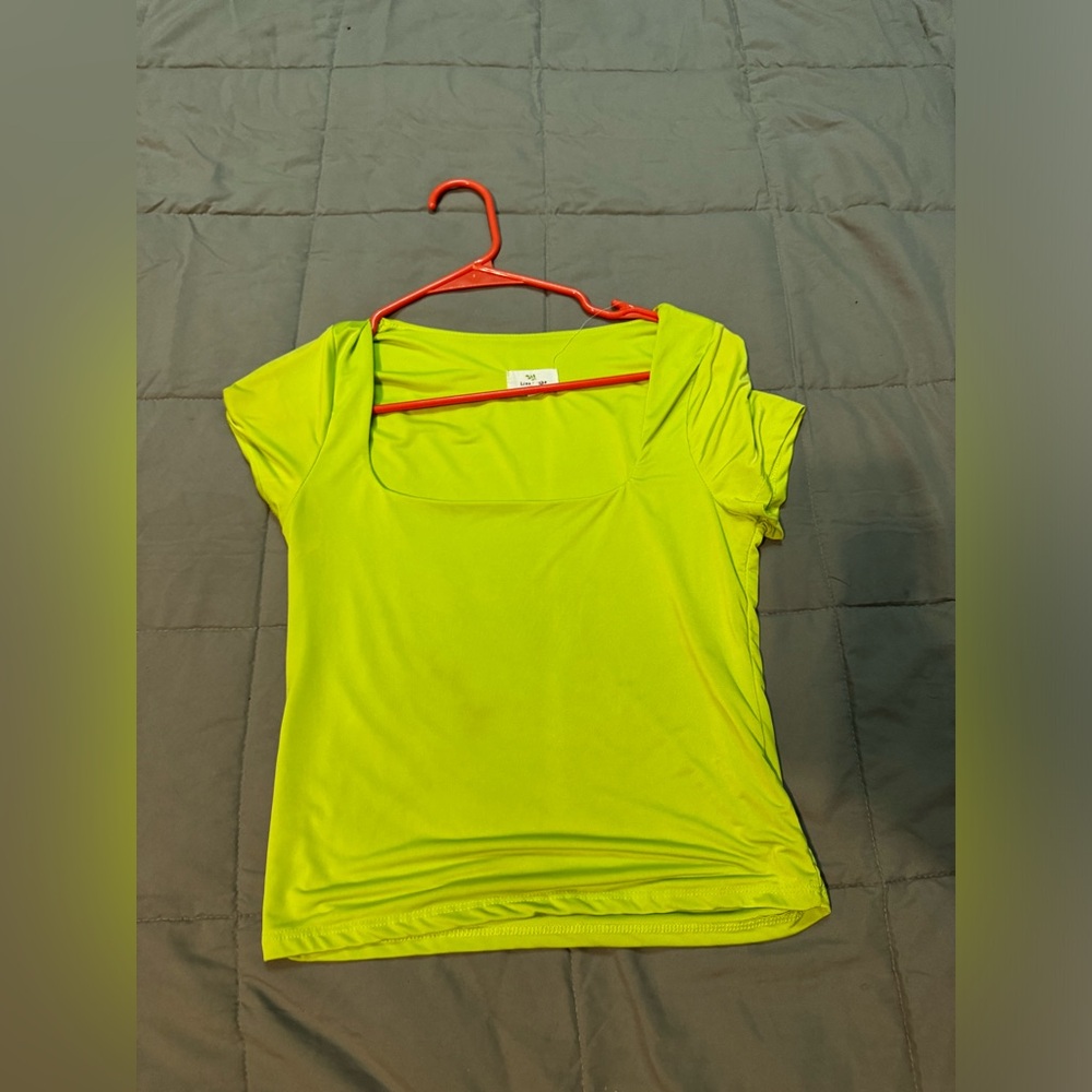 Live in the Moment Neon Green square neck top Size M